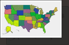 A Win32 COM object was developed to generate national maps. The output could scale smoothly to any size. Each county could be assigned a unique color to indicate weather warnings. Here each county is given a unique color according to its FIPS code.