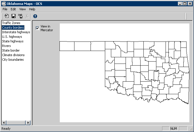 The OCS resource file "Oklahoma Maps" now contains the imported Traffic Zones by county.